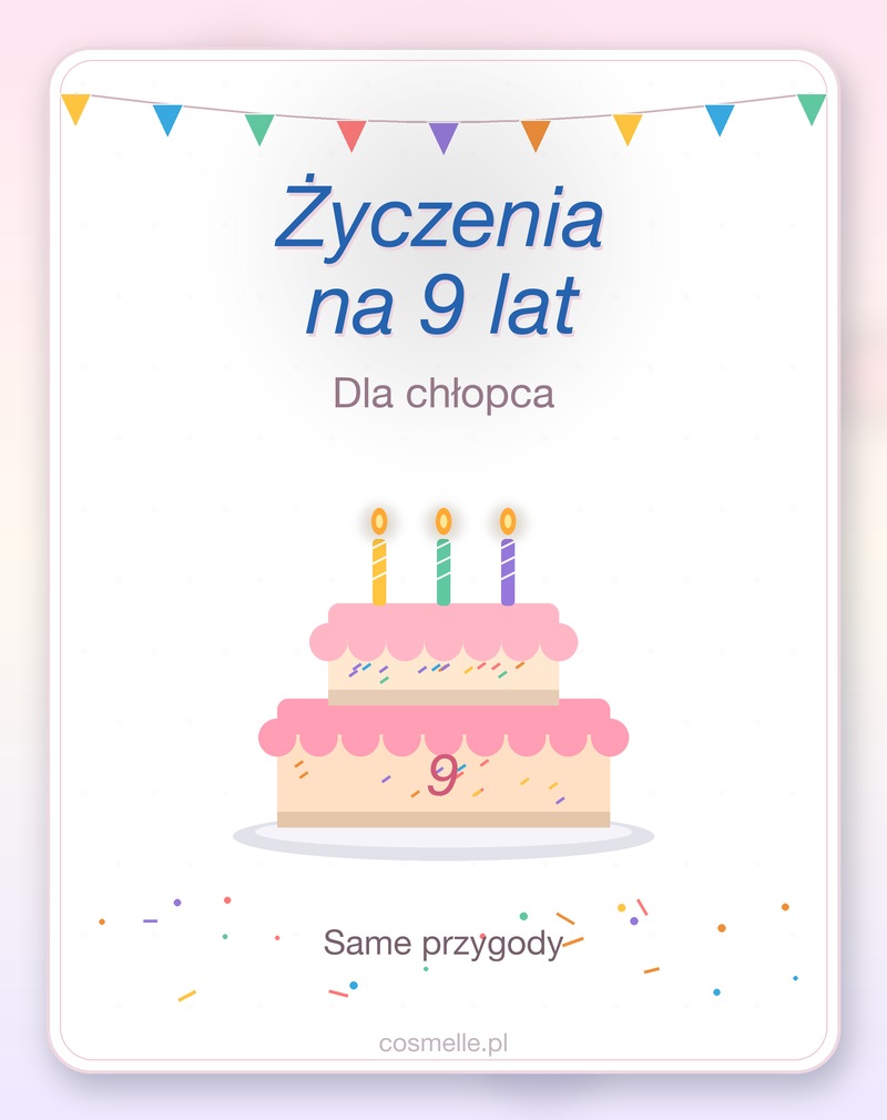 Życzenia na 9 lat dla chłopca